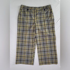 Ellen Tracy Ankle Dress Pants Wide Leg Womens Size 14 Pockets Plaid Gray